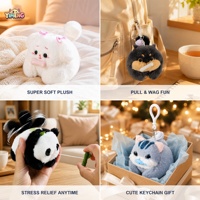 Porte-clés en peluche électronique sonore pour chien, 10 cm, en coton PP doux, avec queue animée torsadée, mignon, cadeau