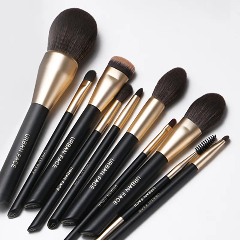 Cosmetic Private Label Makeup Brush Sets HXT014 Premium Black High Quality Makeup Brush Private Label Professional Make Up Brush Gold Makeup Brushes Set For Daily Makeup