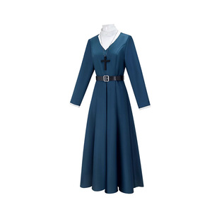 Disfraz de Monja para Carnaval de Halloween, Disfraz de la Sra. Davis, Disfraz de Monja Simone, Vestido Azul, RMOV-90 - Product Image 6