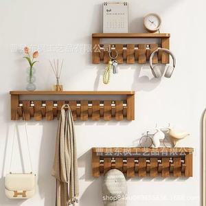 Wooden <b>Wall</b> <b>Mounted</b> Coat Rack Piano Key Style With <b>Shelf</b> For Entryway And Foyer Storage Organizer Easy Install - Product Image 4