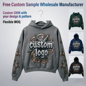 <span class=keywords><strong>Felpa</strong></span> con Cappuccio Personalizzata con Logo, Stampa Steampunk, Stile Vintage Acid Wash, Cotone Pesante <span class=keywords><strong>Oversize</strong></span>, Abbigliamento Casual Streetwear - Product Image 1