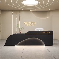 Comptoir de réception moderne de luxe en bois laqué pour salon de beauté, spa, hôtel, bureau, caisse, salle de sport, bar à domicile, réception - Durable et commercial