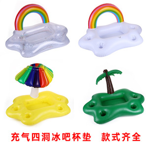 Flotador inflable con forma de árbol de coco, tamaño grande, 95x55x55 cm, tumbona para piscina con portavasos, suministros de natación para adultos y niños - Product Image 5
