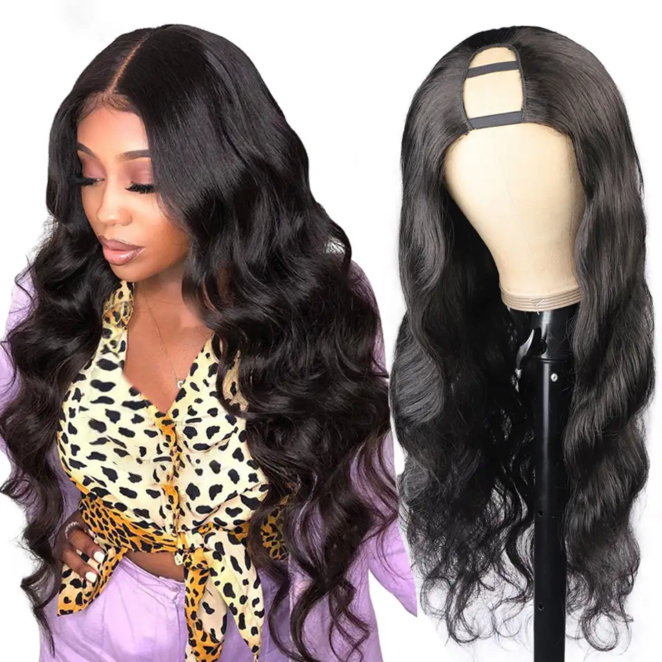 Groothandel U Deel Pruik Braziliaanse Menselijk Haar, Cuticula Uitgelijnd Krullend Body Wave U Deel Pruik Virgin Hair Vendor