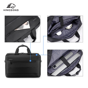 Kingsons Men's Business Travel <b>Briefcase</b> Black Large Capacity Zipper Closure Laptop Bag Portable Handbag - Product Image 2
