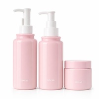 Ensemble de soins de la peau en PET rose : flacon pulvérisateur rechargeable, pompe airless, pot à crème, pour toner, démaquillant, masque facial, emballage de voyage