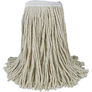 Boardwalk BWKCM20020 20 Onzas Cabezales de Mopa de Algodón Blanco con Diseño de Banda en el Extremo, 12 Unidades por Caja - Product Image 1