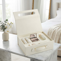 Ensemble d'emballages de luxe sur mesure pour soins de la peau, blanc, avec poignée portable, fermeture magnétique, boîte rigide pliable