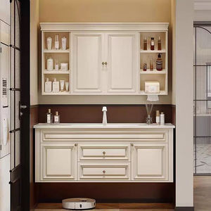 Modern cosmetic bathroom cabinet combination ceramic integrated basin washbasin cream bathroom washbasin - Product Image 2