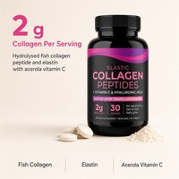 Collagène de poisson hydrolysé végétalien sans gluten OEM et booster d'élastine avec vitamine C de l'acérola pour une peau, des cheveux et des ongles éclatants