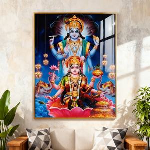 Peinture LED sur Porcelaine Cristalline, Art Mural Moderne, Portrait de Figurine Islamique Indienne, Cadre Doré, Personnalisation en Gros - Product Image 1