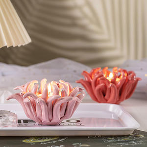 Portavelas de Cerámica con Pétalos y Logotipo en Relieve Hecho a Mano para Cenas Románticas y Decoración de Bodas, Uso Doméstico, <span class=keywords><strong>Jalo</strong></span> M0031 - Product Image 5