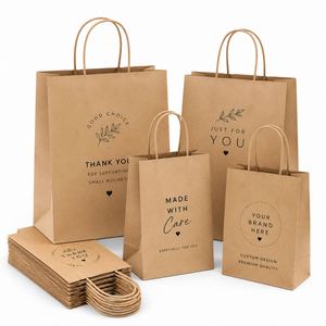 Wholesale Custom Logo Eco Friendly Brown Food Take Away Kraft Bag for Promotional Business Thankyou Event Gift Bags Paper - Product Image 1
