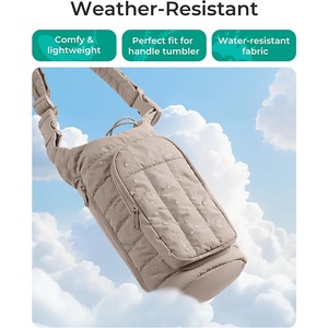 Customizable Recyclable Polyester 40oz Insulated Water <b>Bottle</b> <b>Carrier</b> Sleeve Solid Color Cross-body Cup Holder - Product Image 4