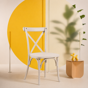 Chaise en résine Crossback Lime Wash - Design moderne, robuste et durable, réglable pour hôtels, restaurants, extérieur et appartements - Product Image 1