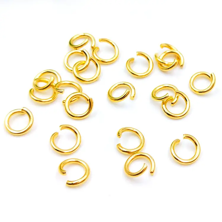 Anillos conectores de acero inoxidable Chapado en PVD de oro auténtico de 18K, 0,5mm, 0,6mm, 0,7mm, 1mm de grosor, anillos de salto para collar, fabricación de joyas DIY