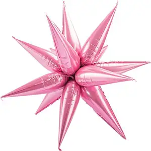 热卖多色拼接派对装饰4d粉色箔星聚酯薄膜气球圣诞