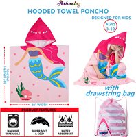 Maillots de bain pour garçons et filles, cape avec sac à cordon, grand bain à thème requin blanc, Poncho à capuche pour enfants, serviette de plage