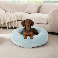 Lit pour chien personnalisé en fausse fourrure de lapin Petopia, lit rond en peluche, lit spécifique pour animaux de compagnie, apaisant, chaud pour l'hiver, motif uni
