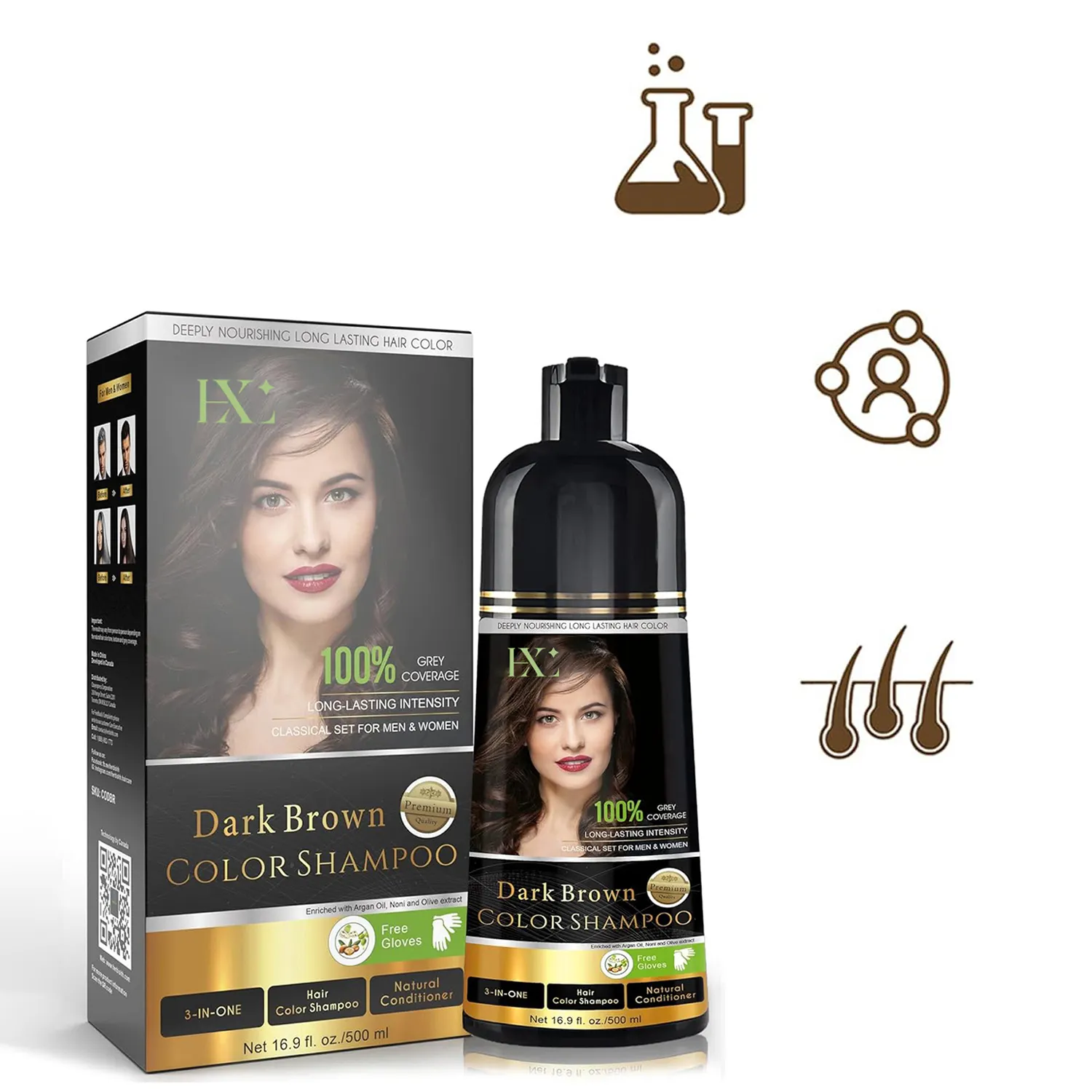 Hot Selling 500Ml Cover Grey Hair Hair Color Shampoo 7 Colorful Fashion Ammonia Free Magic Permanent Herbal Hair Dye Shampoo