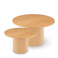 Table basse ronde élégante style unique 2026 avec pieds cannelés, ensemble de 2 tables centrales pour salon, mobilier de maison