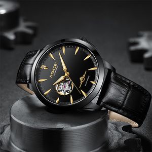 Reloj mecánico automático MKGE para hombre, caja de acero inoxidable, cristal de zafiro, correa de cuero negro, esfera redonda de 42mm, moda de lujo - Product Image 6