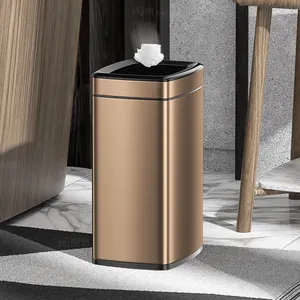 Leasylife 15L Home Office Wholesale Double-layer Square Stainless Steel No Lid Trash Can