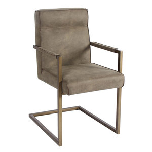 Mobili soggiorno poltrona struttura in metallo bracciolo in pelle marrone sedia da pranzo moderna sedia nordica <span class=keywords><strong>sedie</strong></span> per <span class=keywords><strong>cucina</strong></span> gambe in metallo - Product Image 1