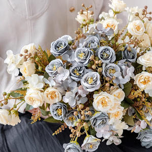 Bouquet de roses artificielles style <span class=keywords><strong>français</strong></span>, aspect fleurs séchées vintage, pour centre de table, mariage, hôtel, décoration douce, vente en gros - Product Image 2