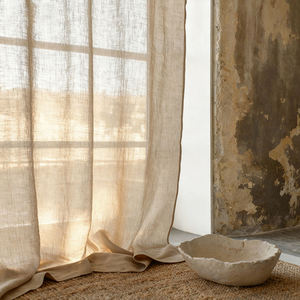 Tela de Cortina Transparente 100% Lino Lavable, Ecológica y de Estilo Moderno para Todas las Estaciones, Fácil de Cuidar, para Uso Doméstico - Product Image 1