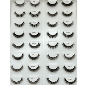 Cils personnalisés avec logo, série P <span class=keywords><strong>PY</strong></span>, courbure 15 mm, cils faux volumineux, cils courts et moelleux, cils synthétiques en bande complète - Product Image 4