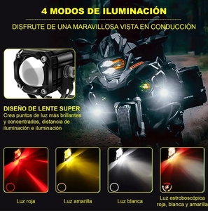 Luces LED Explorers <span class=keywords><strong>para</strong></span> Motocicleta, Modelo Devil Eyes 3570, <span class=keywords><strong>Mini</strong></span> Sistema de Iluminación Delantera con Chip, Color Blanco y Amarillo, de Aluminio - Product Image 5