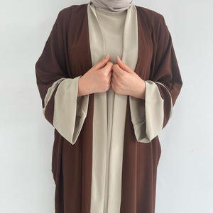 Ensemble Robe Abaya Musulmane <span class=keywords><strong>Femme</strong></span> pour l'Aïd en Gros, Nouvelle Vente Chaude, Polyester de Haute Qualité, Ensemble 2 Pièces Abaya Dubaï Femmes Arabes - Product Image 6