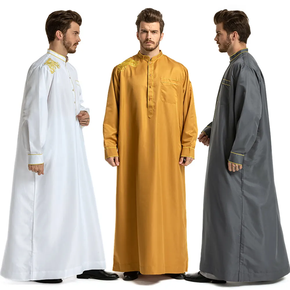 2023 Offres Spéciales nouveau modèle maroc coton tissu Thobe haute qualité Khamis arabe islamique vêtements hommes Thobe