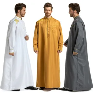 2023热销新款摩洛哥棉织物Thobe高品质Khamis阿拉伯伊斯兰服装男士Thobe