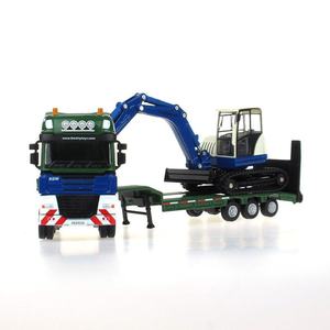 Logo personalizzato 1/50 simulazione semirimorchio auto in metallo <span class=keywords><strong>camion</strong></span> <span class=keywords><strong>camion</strong></span> giocattolo modello semirimorchio con escavatore - Product Image 2