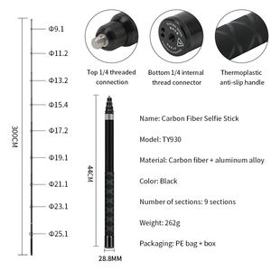 Palo de Selfie Universal DARYOO de Fibra de Carbono de 3 Metros, Palo de Selfie Portátil y Ligero para Accesorios de Cámaras Deportivas Universales - Product Image 5