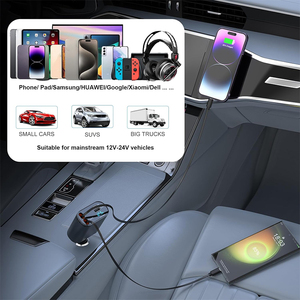 66W Ce Ul Fcc Rohs Electric Retractable Car Adapter 4 in 1 <strong>Multi</strong> Usb C Universal Car <strong>Charger</strong> Type C and Usb - Product Image 2