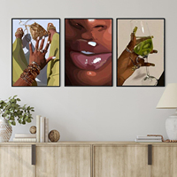 HAOWAI-Art mural sur toile pour fille noire, affiche abstraite de mode pour femme, art mural pour décoration intérieure, OEM/ODM