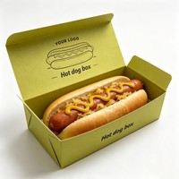 Boîte en papier biodégradable personnalisable pour la vente en gros, emballage pour hamburgers, sandwichs, saucisses, hot-dogs, maïs, pour les restaurants à emporter