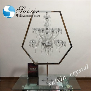 ZT-405G lampadari di cristallo in ferro battuto di lusso oro in piedi candelabri esagonali per decorazioni per eventi nuziali - Product Image 4