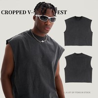 Débardeur tricoté court sans manches pour homme, populaire, décontracté, été, confortable, 100% coton lavé, coupe ample, respirant, séchage rapide