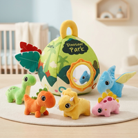 Jouet sensoriel Montessori pour bébé, œuf de dinosaure en peluche avec maison volcanique brodée, pour les enfants de 1 à 3 ans