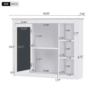 DB Modern <b>Wall</b> Mounted Bathroom <b>Storage</b> Cabinet 35'' X 27.5'' <b>Mirror</b> <b>Mirror</b> for Bathrooms - Product Image 5