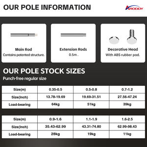 Système de <span class=keywords><strong>tringle</strong></span> à vêtements ARODDY 19,68-31,5 pouces, porte portable pour chambre à coucher, tuyau de 25 mm, <span class=keywords><strong>tringle</strong></span> à vêtements rétractable - Product Image 4
