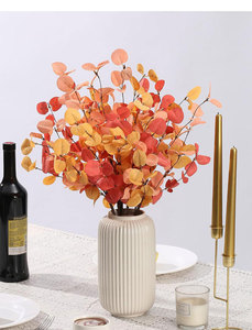 Rami di Eucalipto Artificiale all'Ingrosso, Foglie di Seta Autunnali, Ramo Finto Arancione Bruciato da 24 Pollici per Matrimoni, Natale, Decorazioni Rustiche per la Casa - Product Image 3