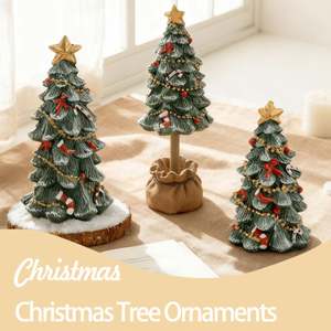 Adornos Navideños BINGCHI BC-366 2025, Resina Verde, Forma Irregular, 10.5x6.5cm, Mini Árbol de Navidad Cubierto de Nieve, Decoración Festiva - Product Image 1