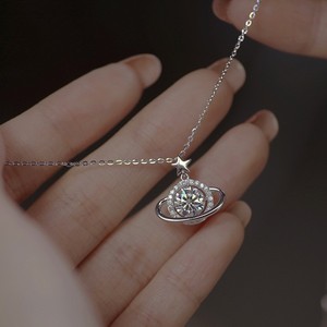 Collier halo en zircone cubique étoile scintillante, plaqué rhodium, bijou de luxe, cadeau pour elle - Product Image 1