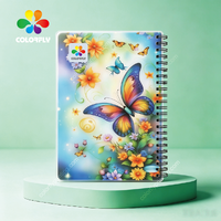 Cahier scolaire COLORFLY pour étudiants, couverture bleue à motif papillon, reliure spirale A4, design personnalisable, 32/96 pages