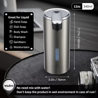 Distributeur automatique de savon mousse en acier inoxydable sans contact 330 ml, 3 niveaux réglables, fonctionne sur piles, résistant à l'eau, pour usage hôtelier